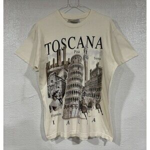 Toscana Italia Vintage T Shirt Mens Size Medium Italy Pisa Siena Firenze